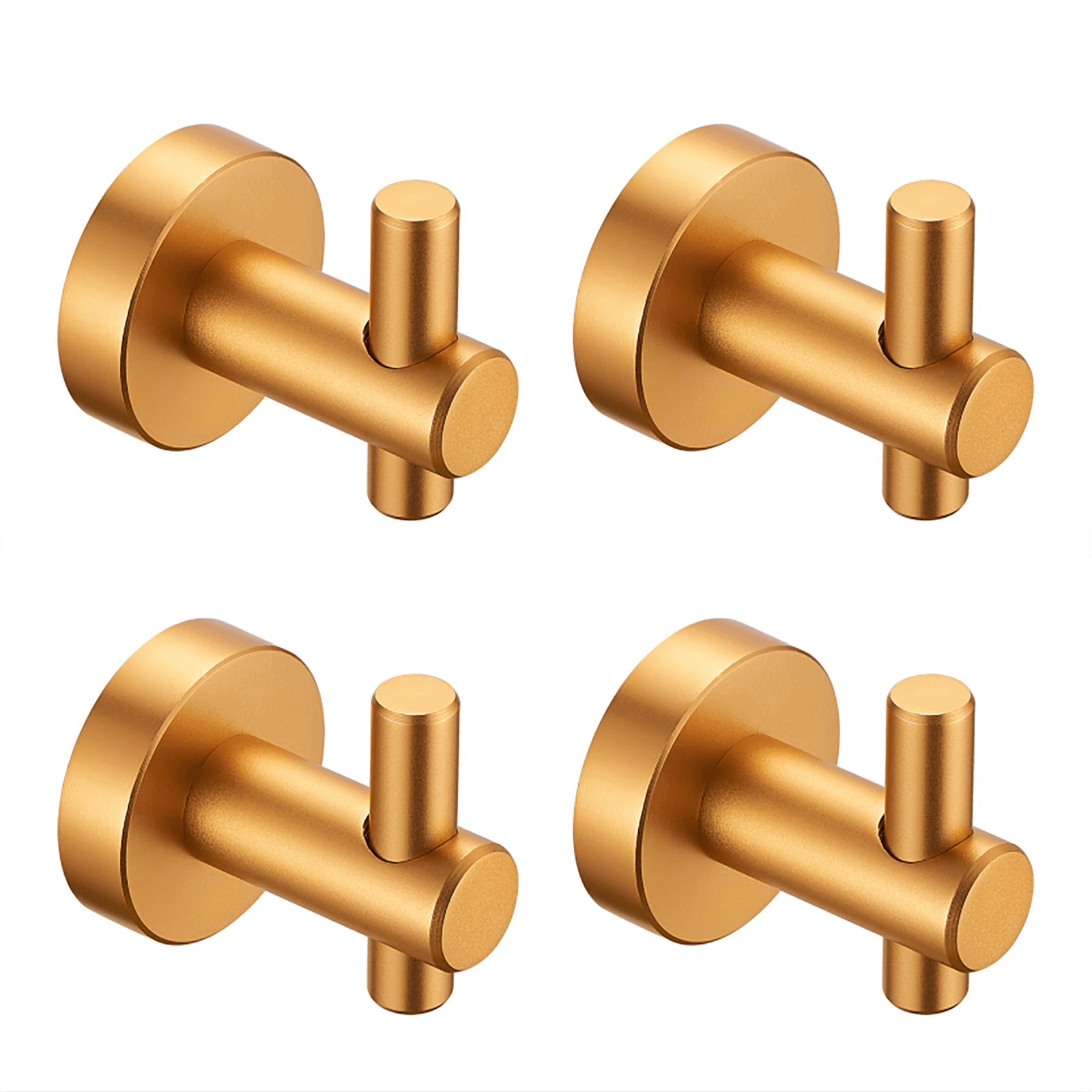 Round Base Wall Hanging Hook with Screws- Brushed Gold Hook, 4 Pack, for Entry Shoe Cabinet, Wardrobe Bathroom Bedroom Furniture Hardware [Unable ship on weekends, TK/TEMU only for pickup, only TX1064