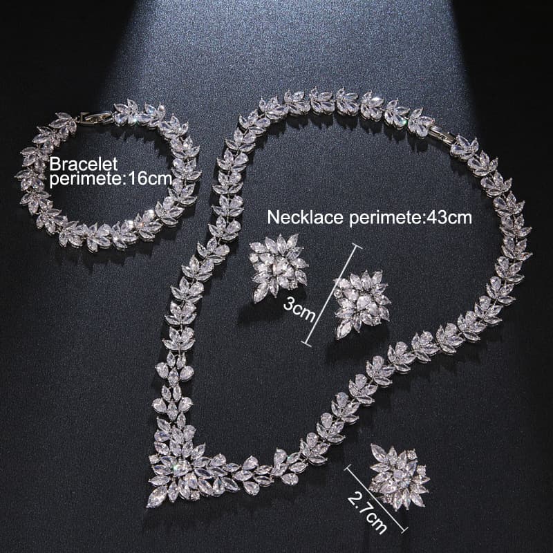 The Dazzling Set Is Handcrafted With Copper And Set With Zircon Stones.