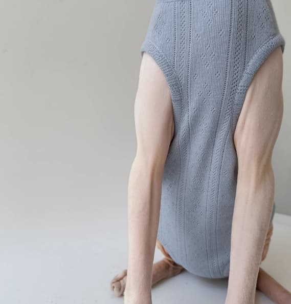 Sphynx Cat Summer Vest Surgical Recovery Suit Clothes Back Buttons