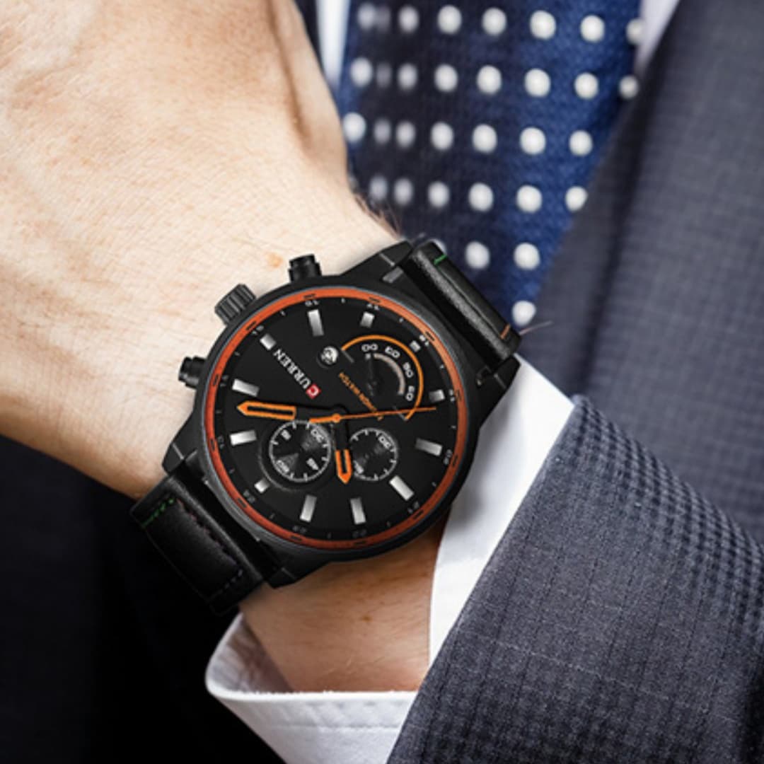 Cairen Water-Resistant Calendar Leather Business-Casual Quartz Watch