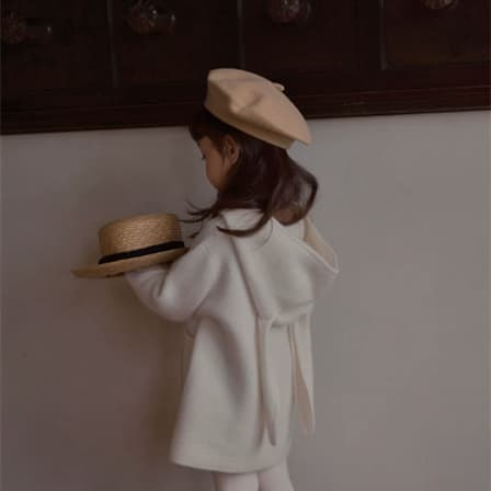 Cashmere Coat For Girls And Babies Cute Rabbit Design With Long Ears Knitted Wool Jacket