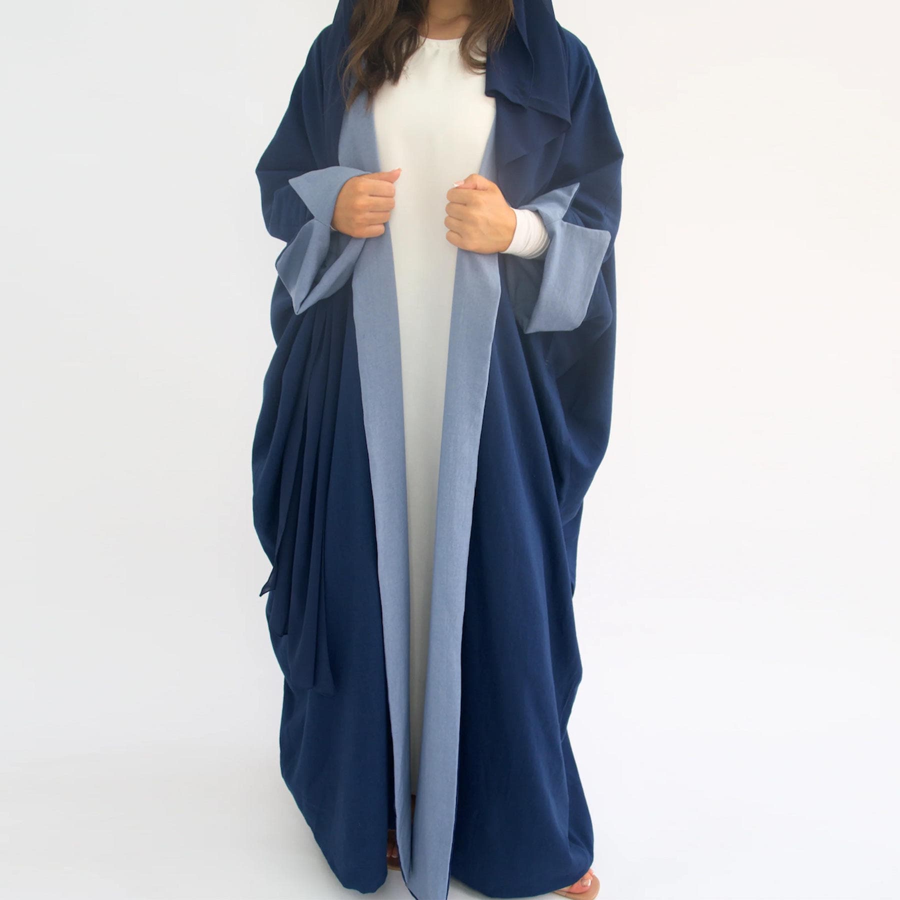 New Design Double-Open Abaya Reversible Elegant Cardigan Robe