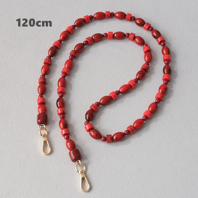 Fashionable Red Beaded Chain Accessory Crossbody Lanyard Bag