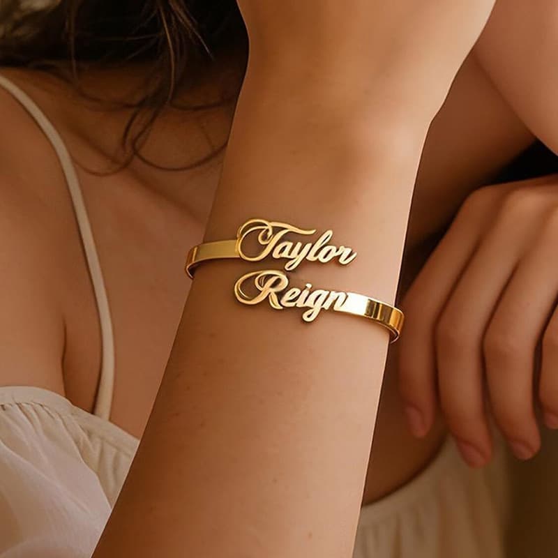 Stainless Steel Double-name Bracelet With Fashionable Vacuum Coating