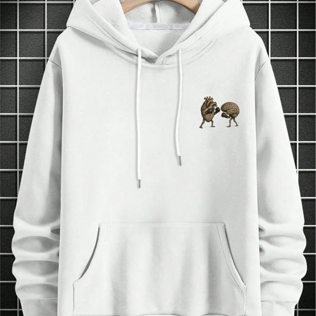 Mens Loose-fit Casual Printed Hooded Sweatshirt