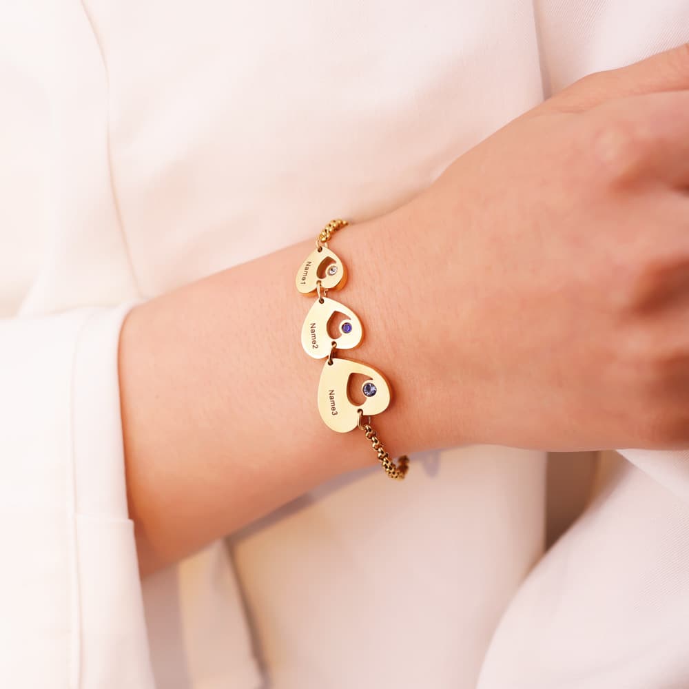 Peach Heart Diamond DIY Engraved Stainless Steel Bracelet