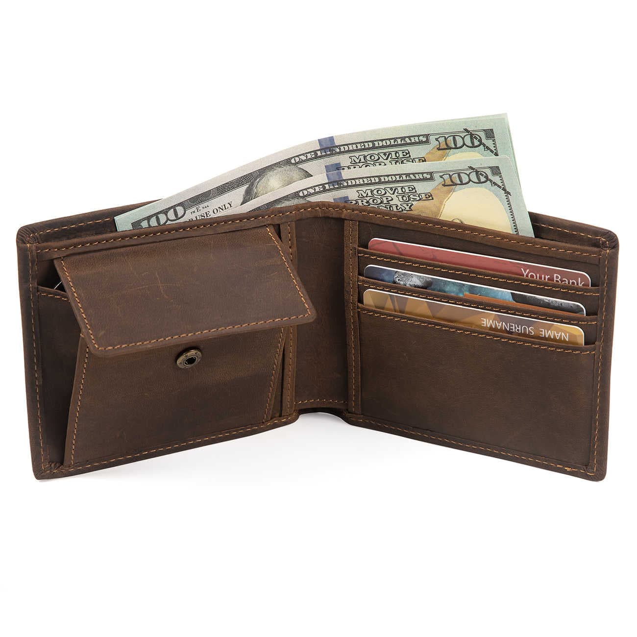 Simple First Layer Cowhide Men's Short Card Package