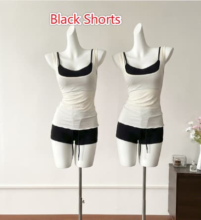 Sweet-and-sexy Color-blocked Two-piece Camisole Set
