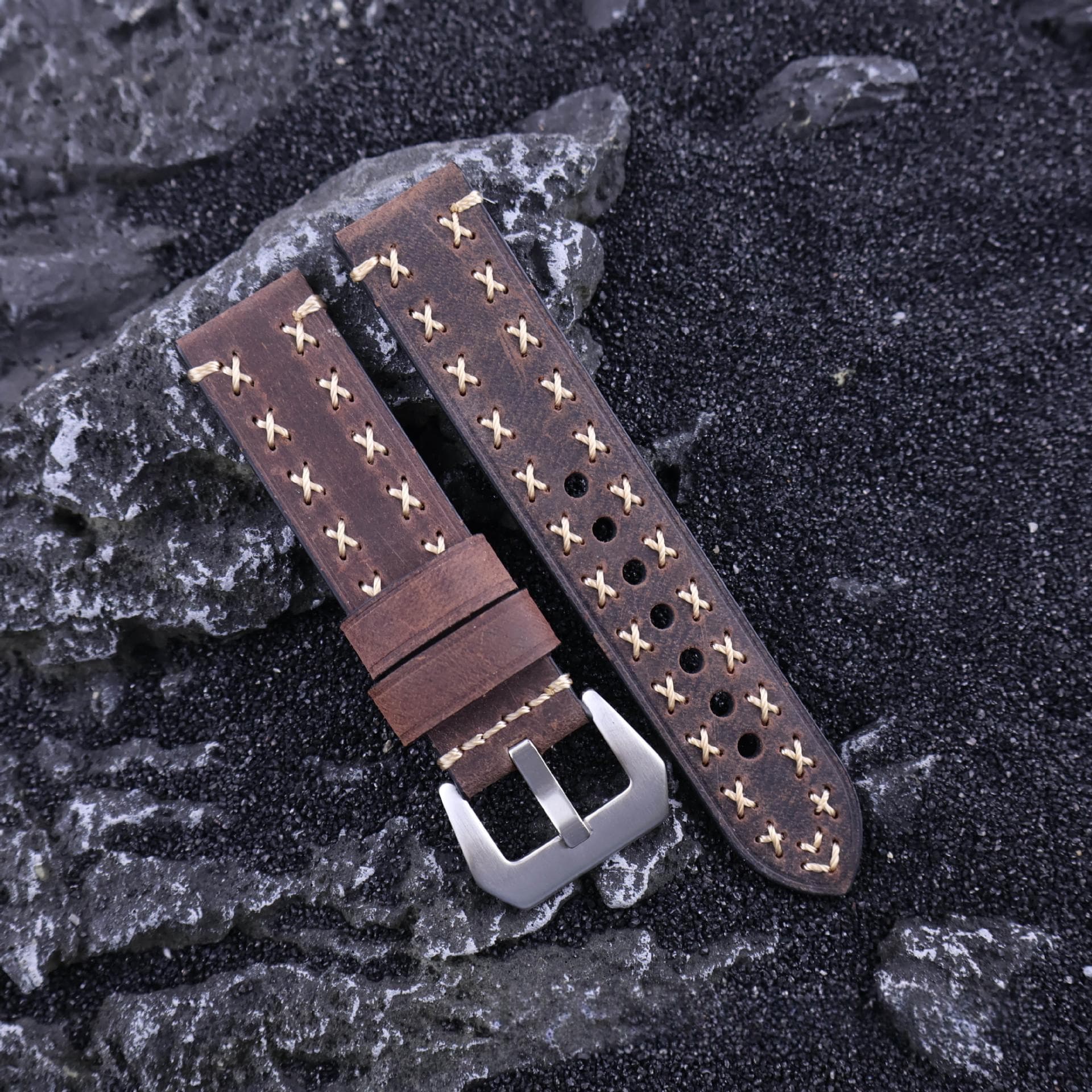 Handcrafted Leather Watch With A Braided Strap