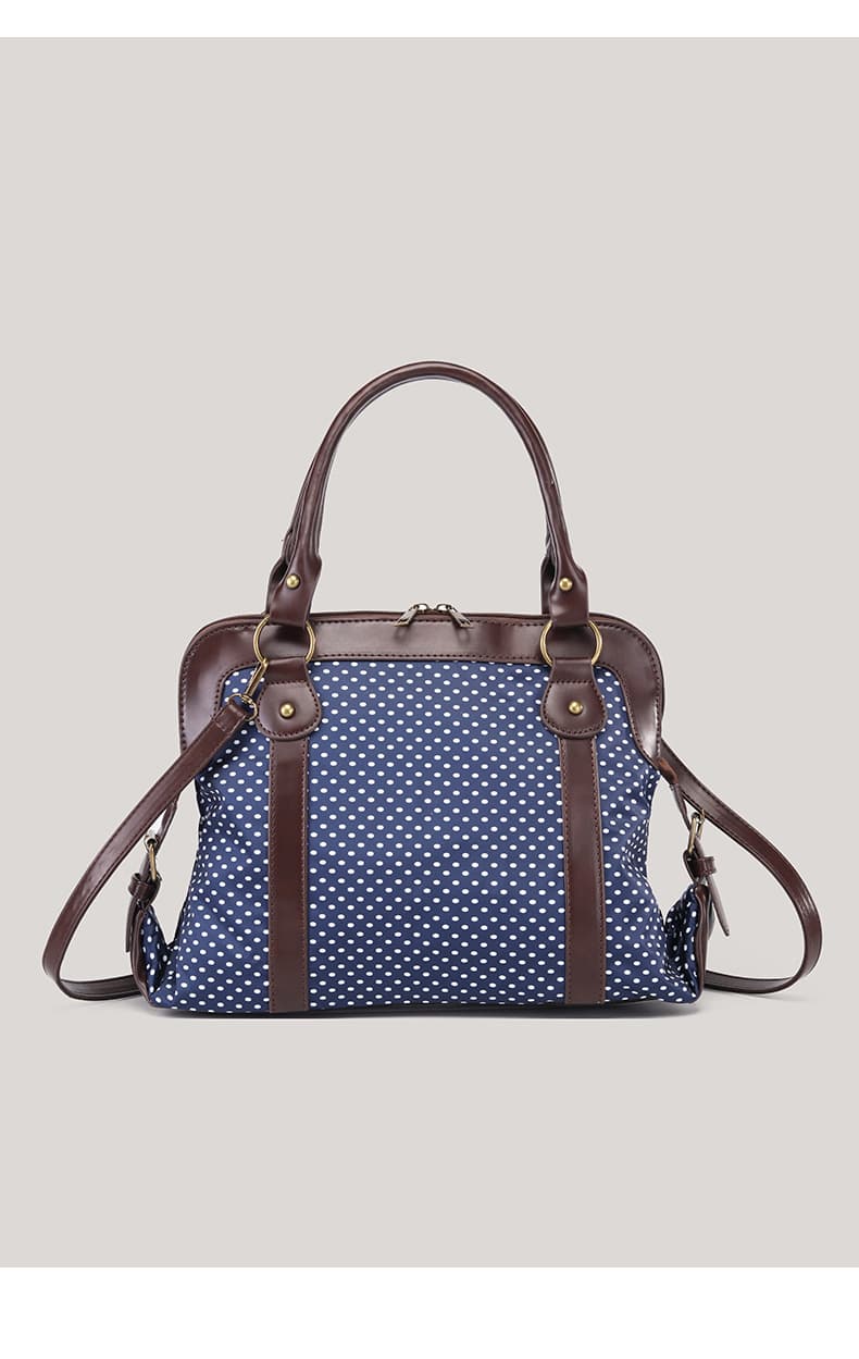 Retro Polka-Dot Preppy-Style Tote Bag
