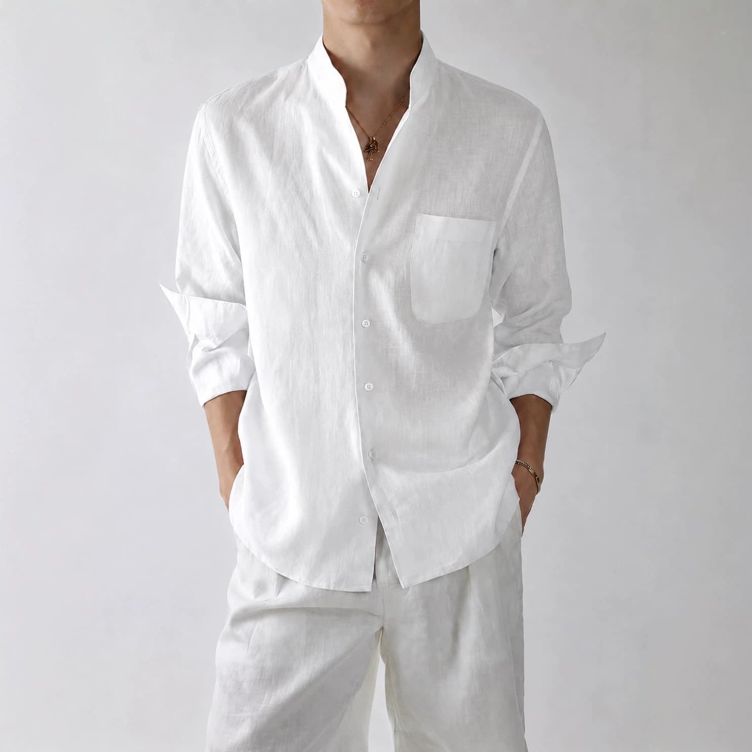 Mens Retro-Style Long-Sleeve Sun-Protective Shirt