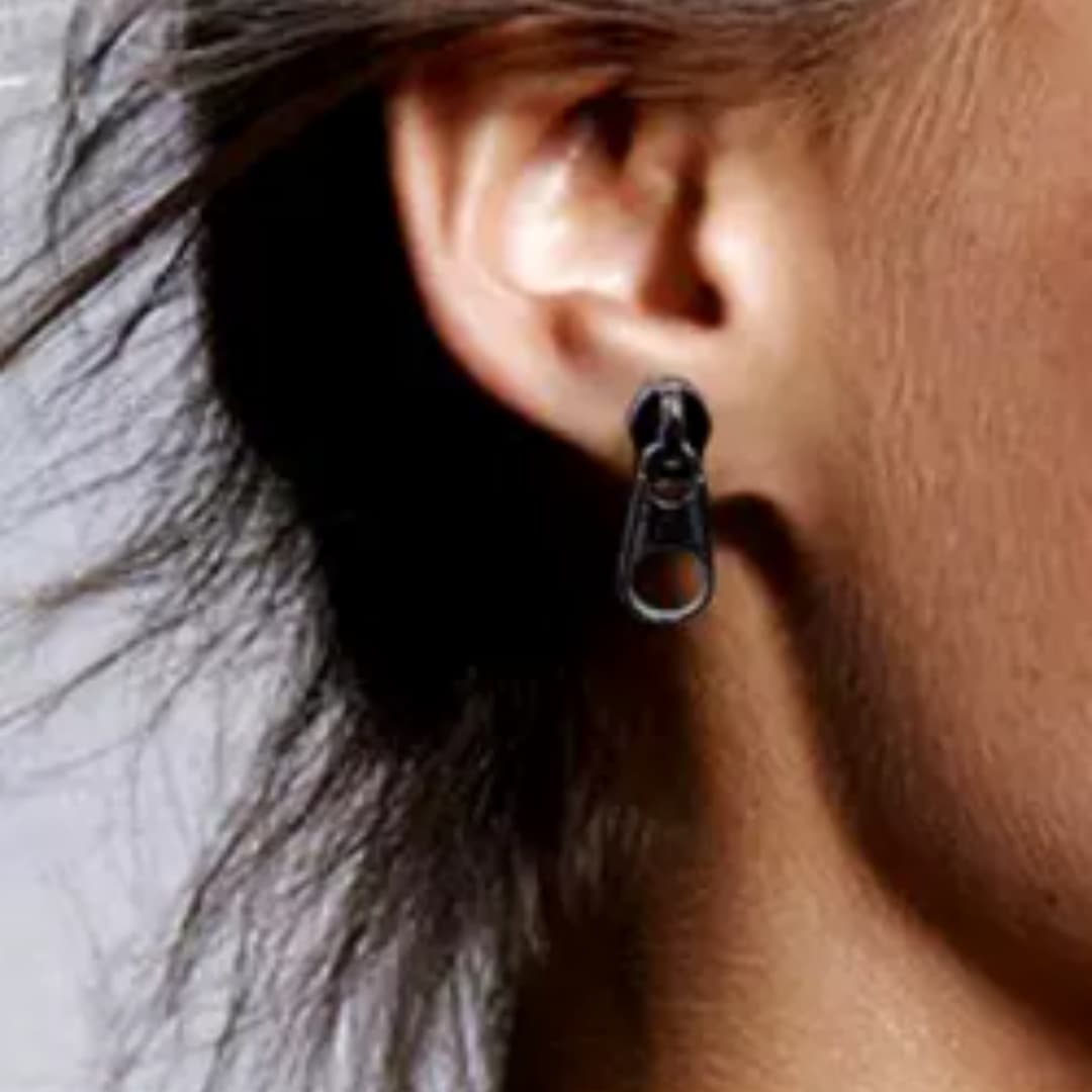 925 Pure Silver Earring Trendy INS Single Silver Jewelry Zipper
