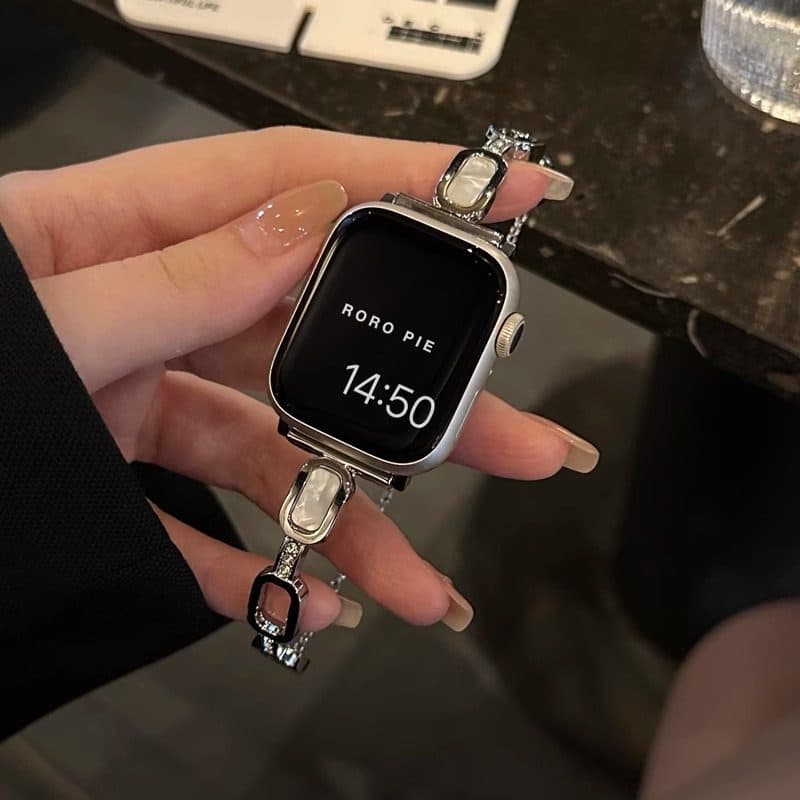 Versatile Square-cut Hollow Mother-of-pearl Fashion Watch Strap