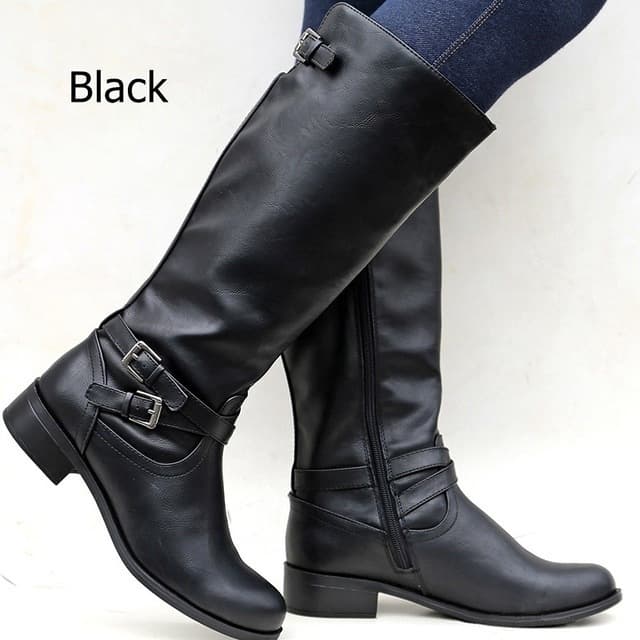 Side-zip Knee-high Boots With Chains