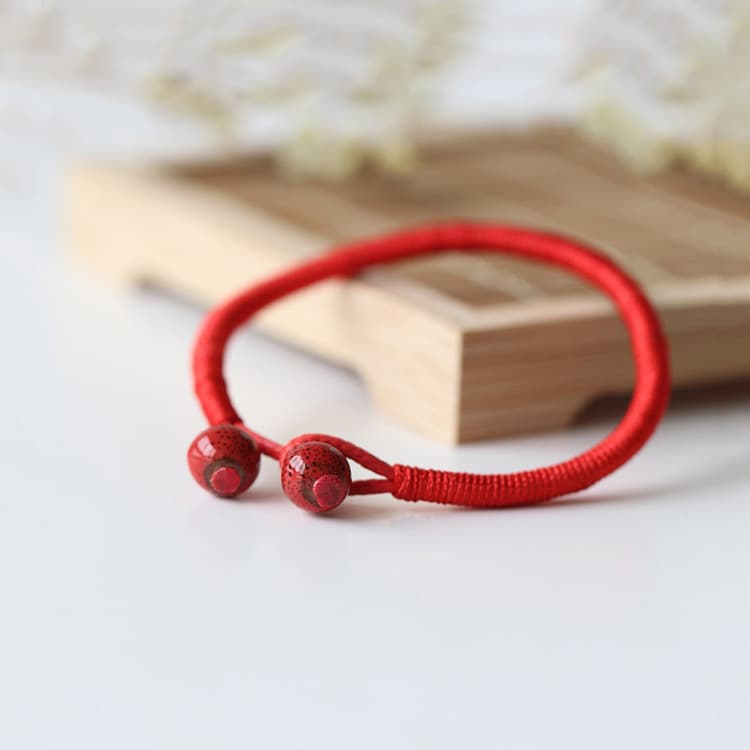Year Red Rope Bracelet Men And Women Transfer Safe Ceramic Handmade Jewelry Bracelet Ethnic Style