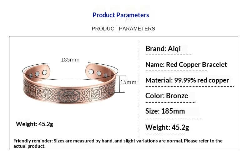 Men's Patterned Magnetic Red Copper Bracelet