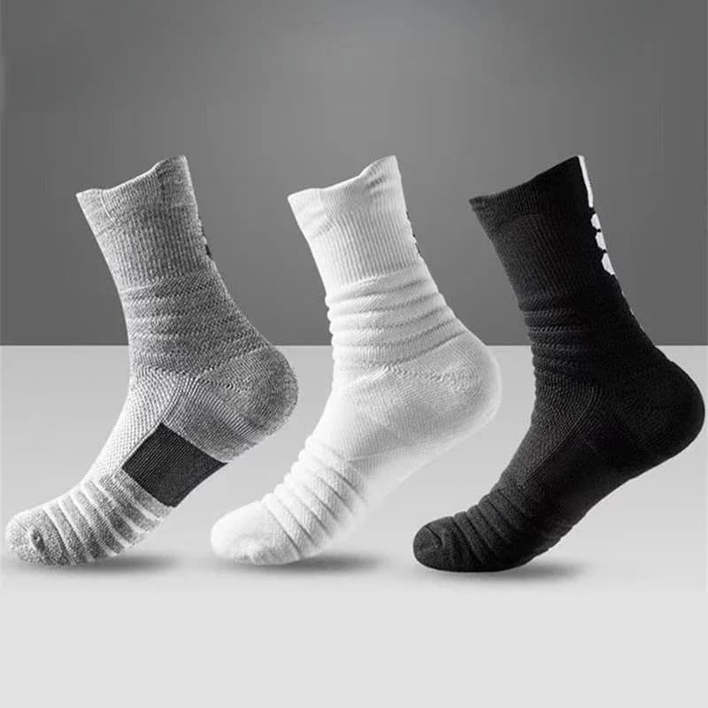 Thickened Terry Cushioned Basketball Socks Men's Youth Mid-Calf Athletic Running Socks With Towel Bottom