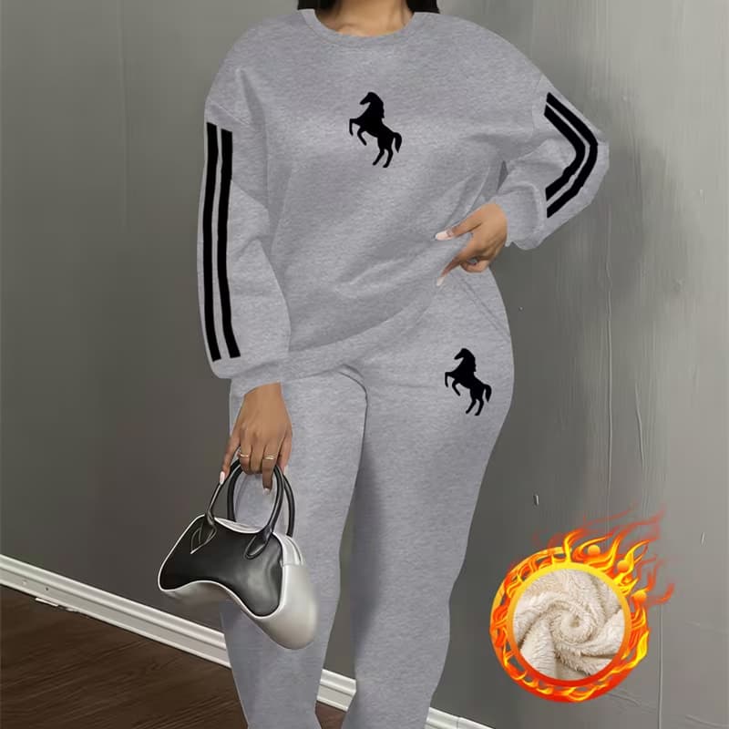 Round-neck Sweatshirt And Pants Two-piece Set 3D-printed Round-neck Sports Set