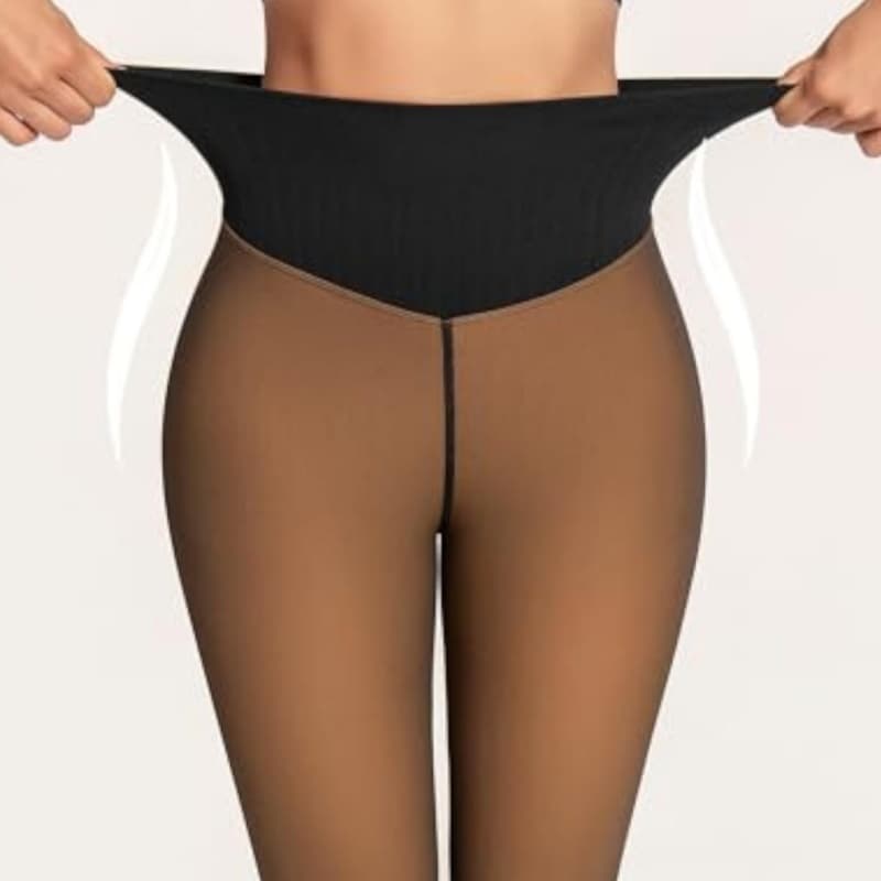 One-Seam Fleece Tights Lined For Women Fake Thermal Leggings