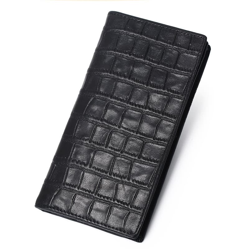 Men's Genuine Cowhide Leather Long Wallet With Crocodile Pattern