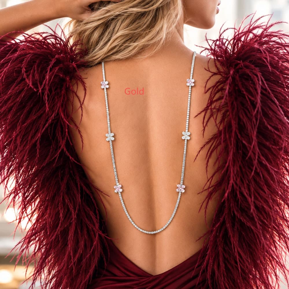 Floral Back Chain Light-luxury Backless Dress Accessory