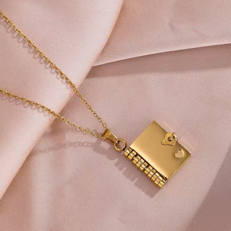 Girls' Love Letter Necklace Book-shaped Pendant
