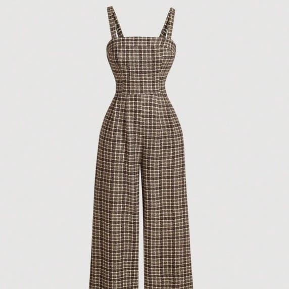 Women's Plaid Strap Bandeau Jumpsuit