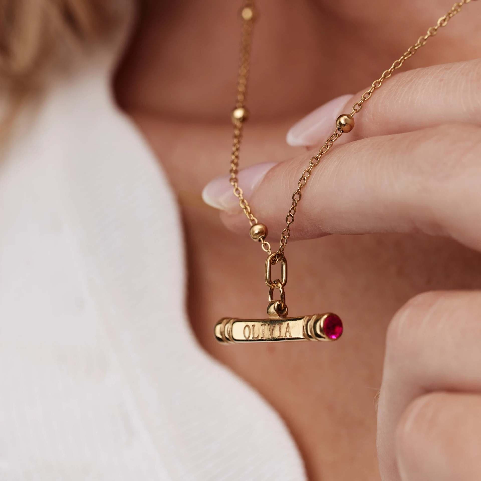 Cylindrical T-shaped Pendant Stainless Steel Necklace