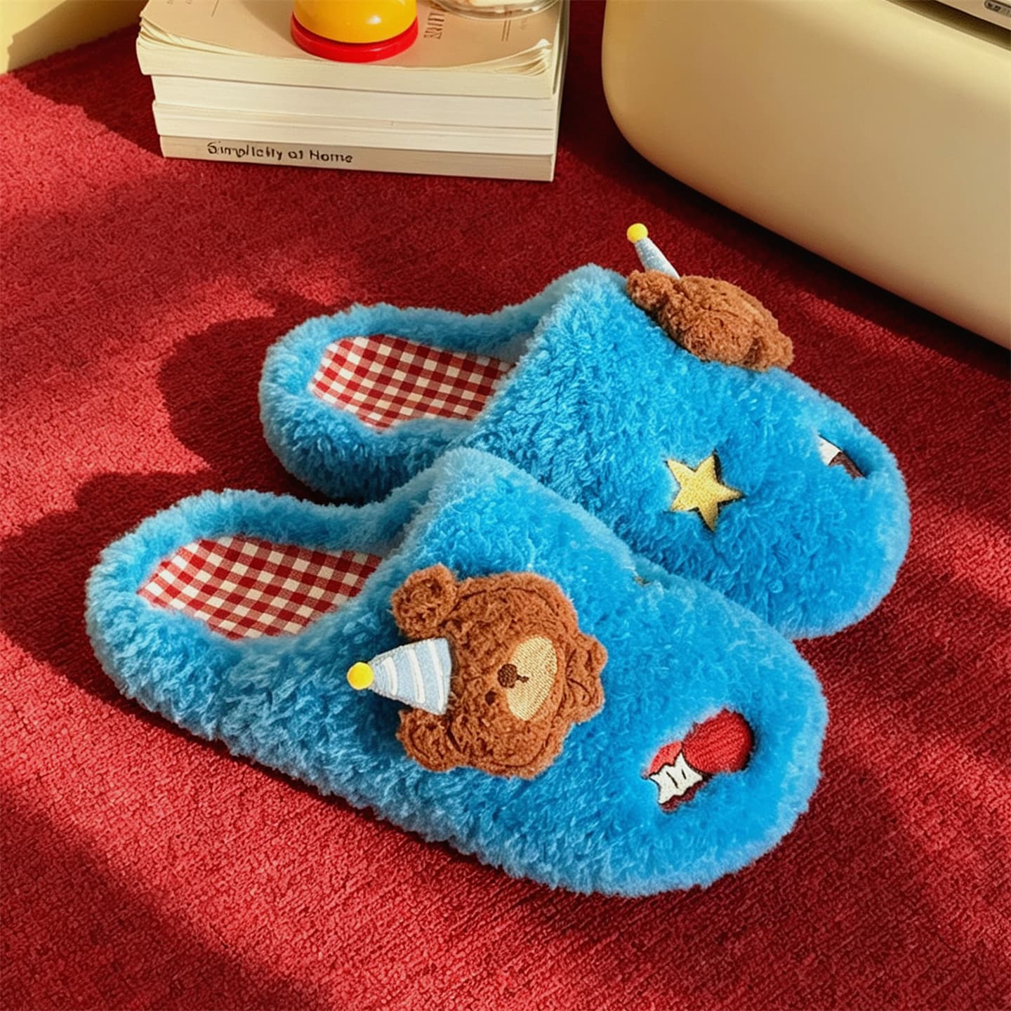 Autumn And Winter Bedroom Arch Support Teddy Bear Cotton Slippers For Women