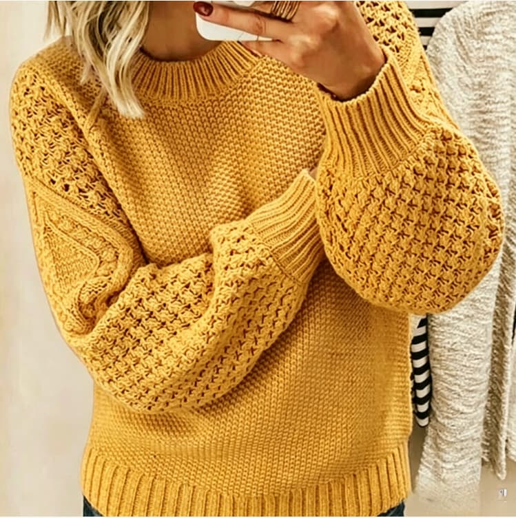 Warm Sweater Versatile Solid Color Outerwear Knitted Pullover For Women