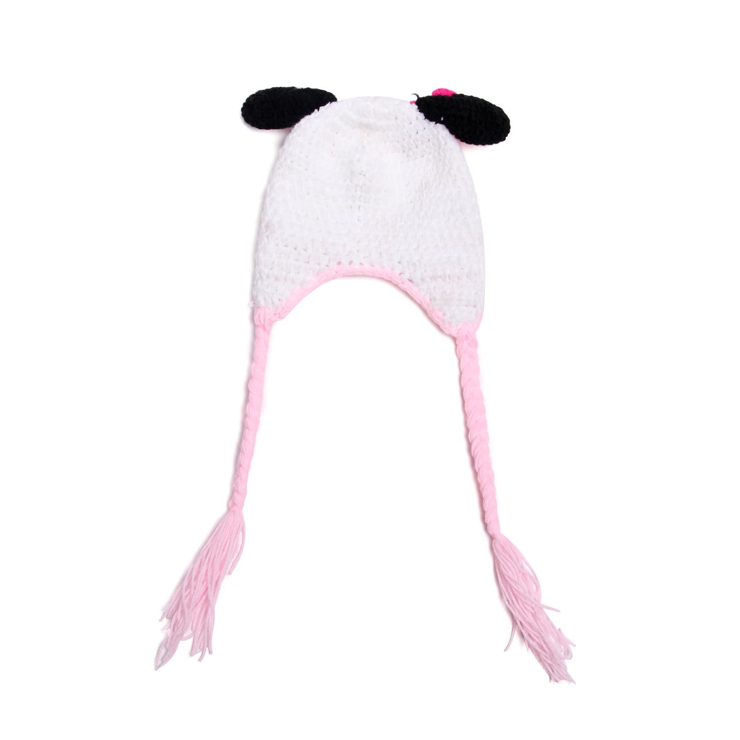 Hand Knitted Cute P Ink Cow Baby Beanie Hat, Cartoon Versatile Knitted Cap For Infant & Toddler