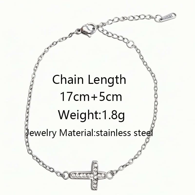 Stainless Steel Inlaid Zircon Cross Bracelet