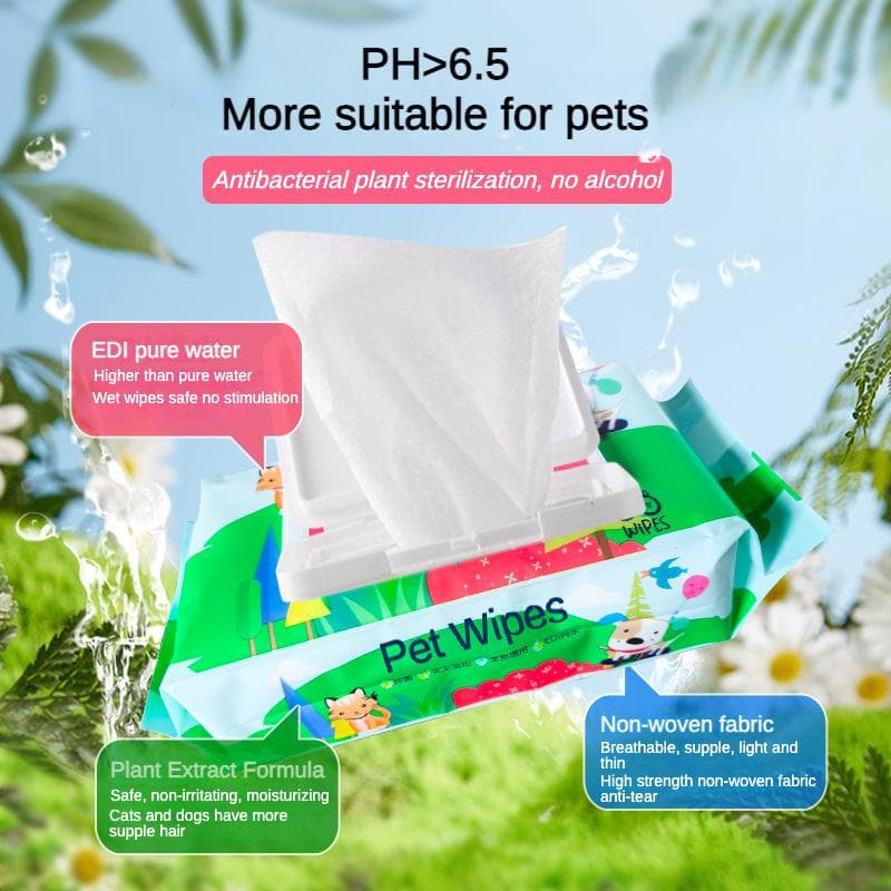 Dog And Cat Wet Wipes, Fragrance Free, Plant.based SKIP THE BATH Gentle Cleansing AndDeodorizing,Hypoallergenic, Wipes For PawsEars, Fur, Eye Ducts And Butt
