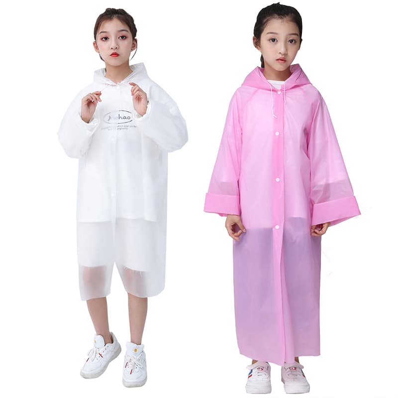 2PCS Children Kid Hooded Rainsuit Rain Cover Poncho Raincoat Coats Waterproof