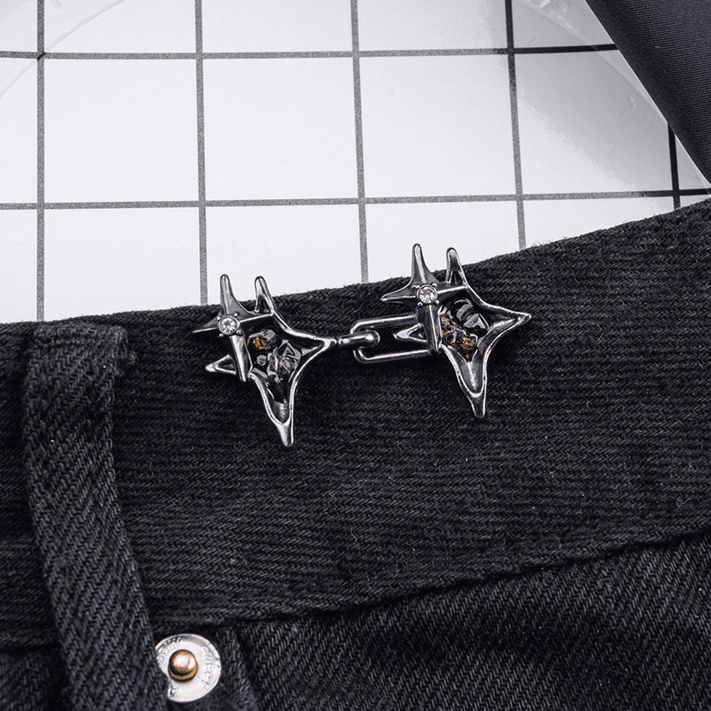 Rhinestone cross star waist buckle-gun color-alloy-1 pair