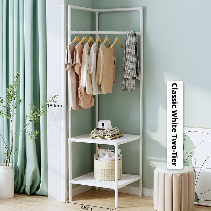 Corner coat rack-white 2-layer classic model-1 piece
