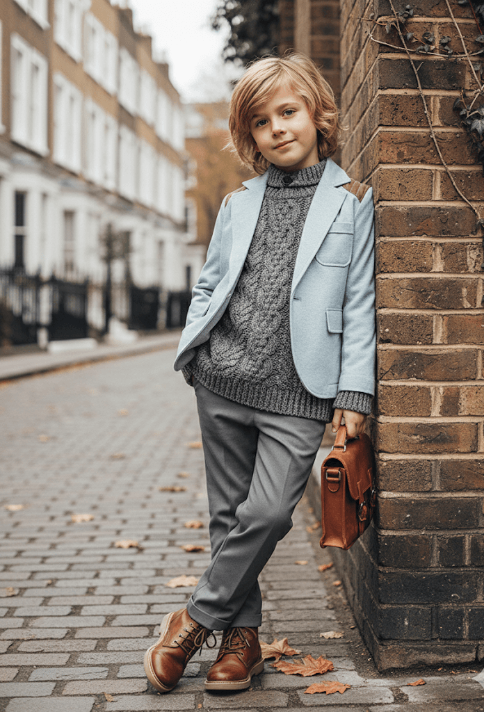 Boys Vintage Casual Smart Jacket Light Blue Cotton Blazer Everyday Wear 3-7Y