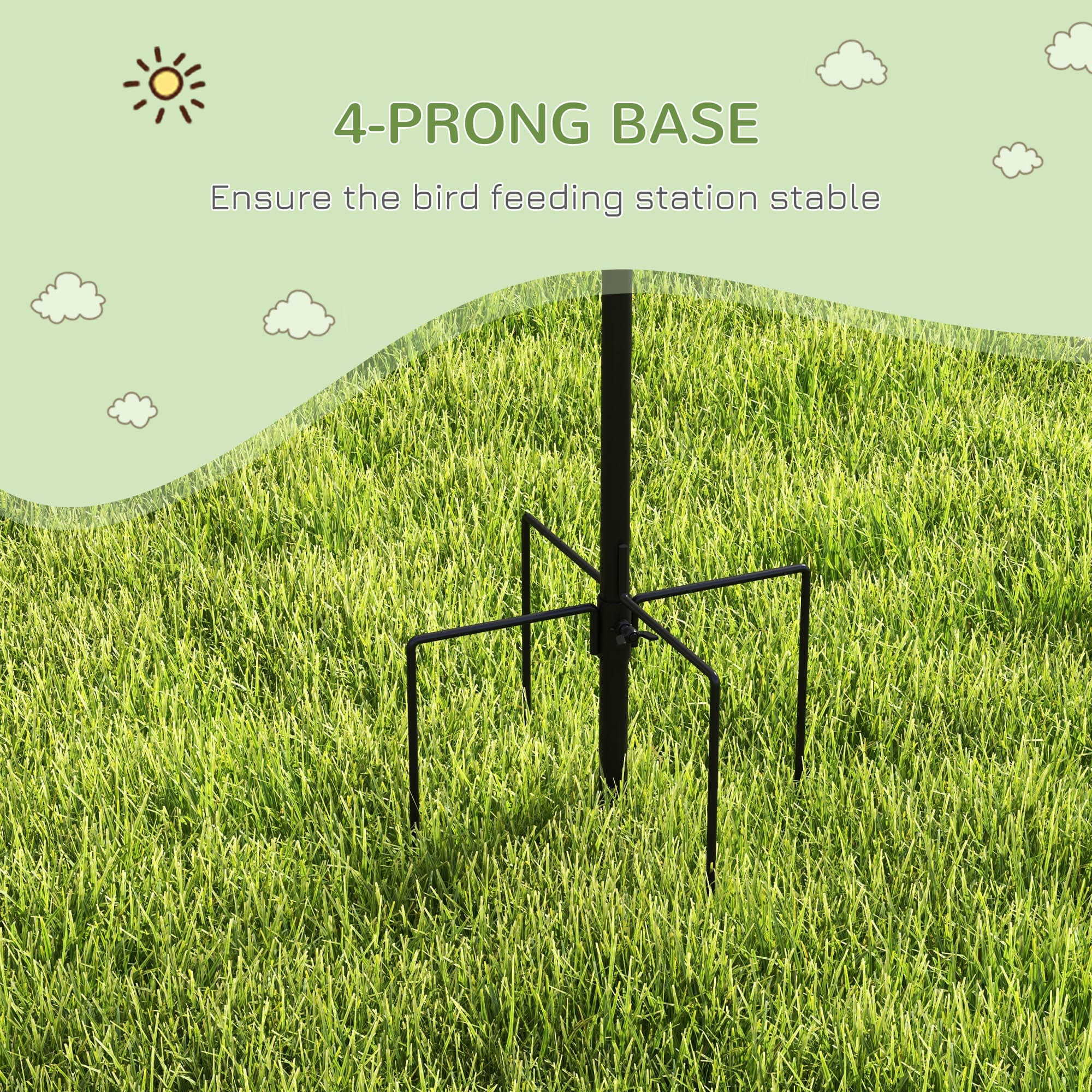 Bird Feeding Station Kit,Wild Bird Feeder Pole With 6 Hooks,4 Hanging Feeders For Peanuts,Seed,Fat Balls,for Garden,Outdoor,Black