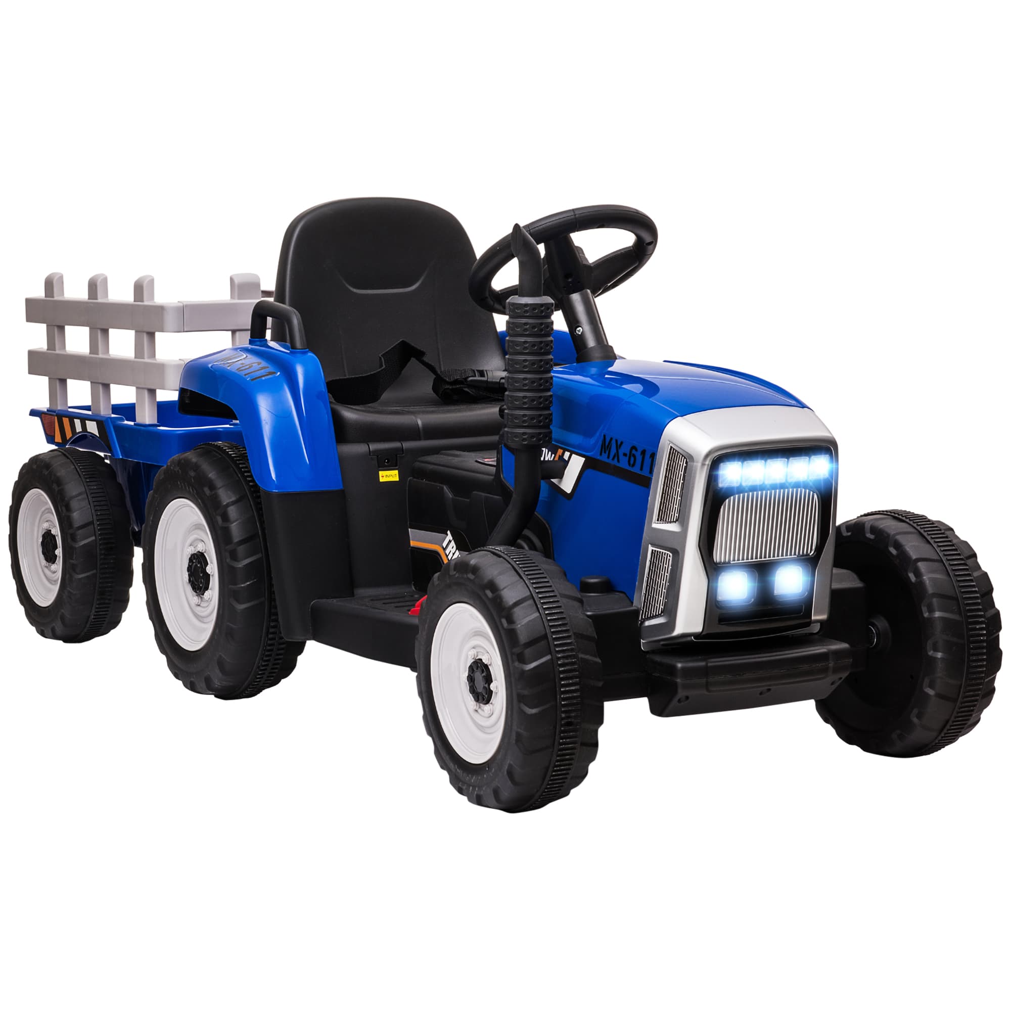 Electric Toy Tractor, Battery Powered, With Detachable Trailer, Remote Control, And Music