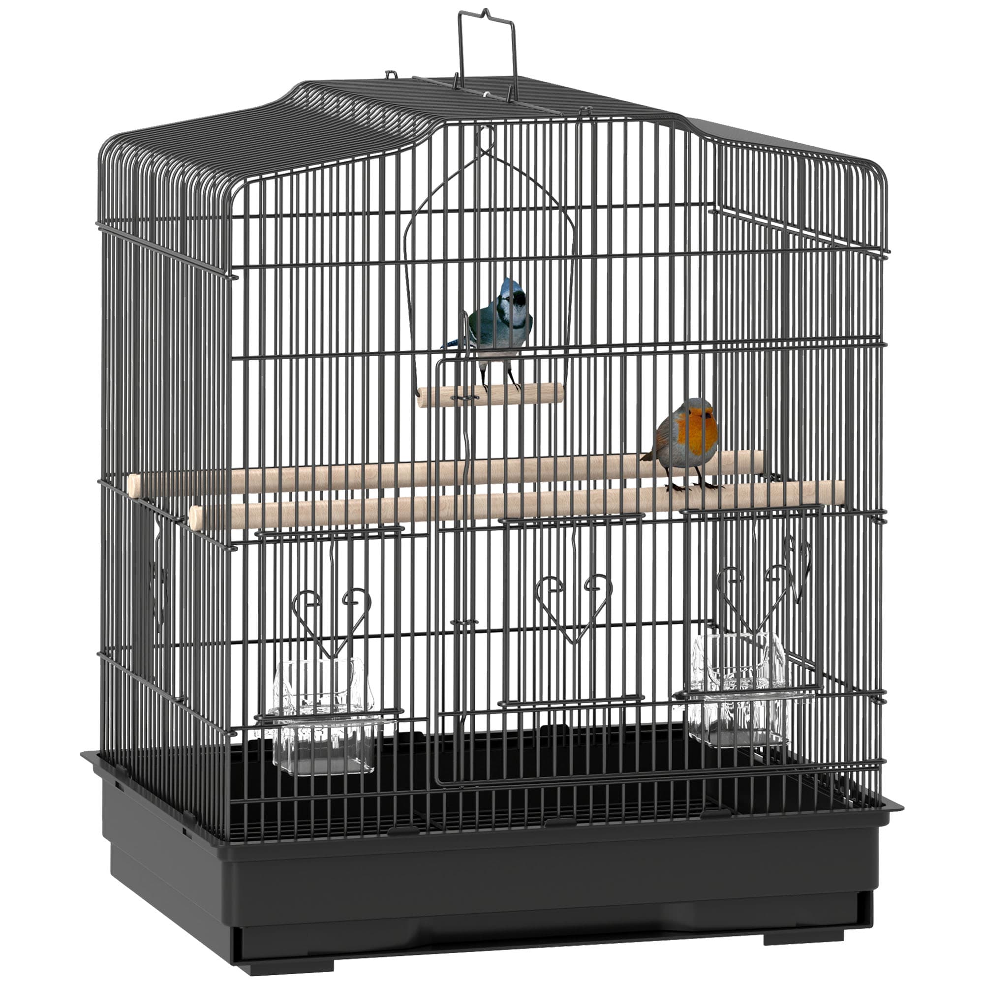 Large Metal Bird Cage With Perches,Food Bowls,Swing,for Budgies,Parakeets,Black