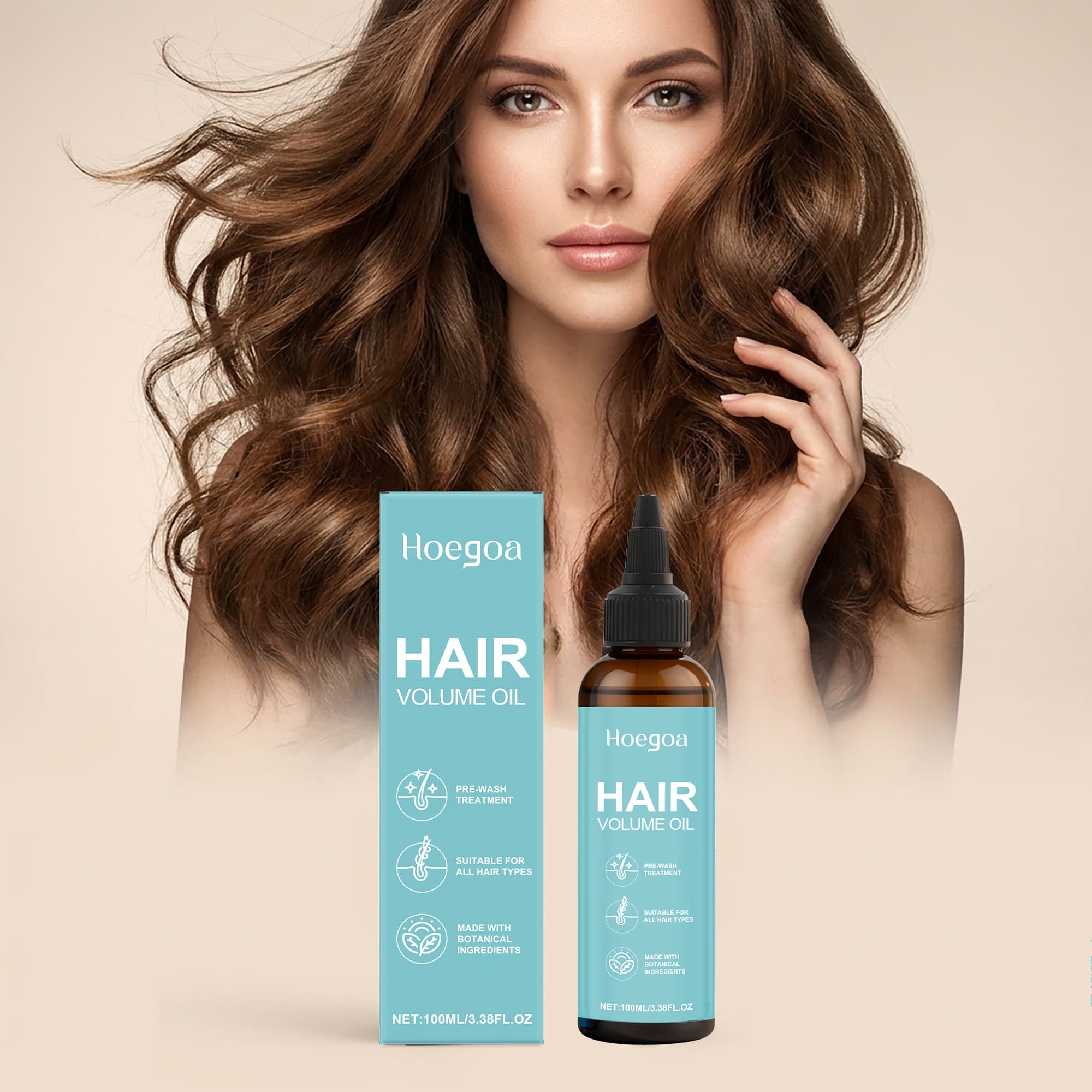 HOEGOA Hair Volume Oil, 100ml, Hair Protection Oil, Hair Care Product for All Hair Types