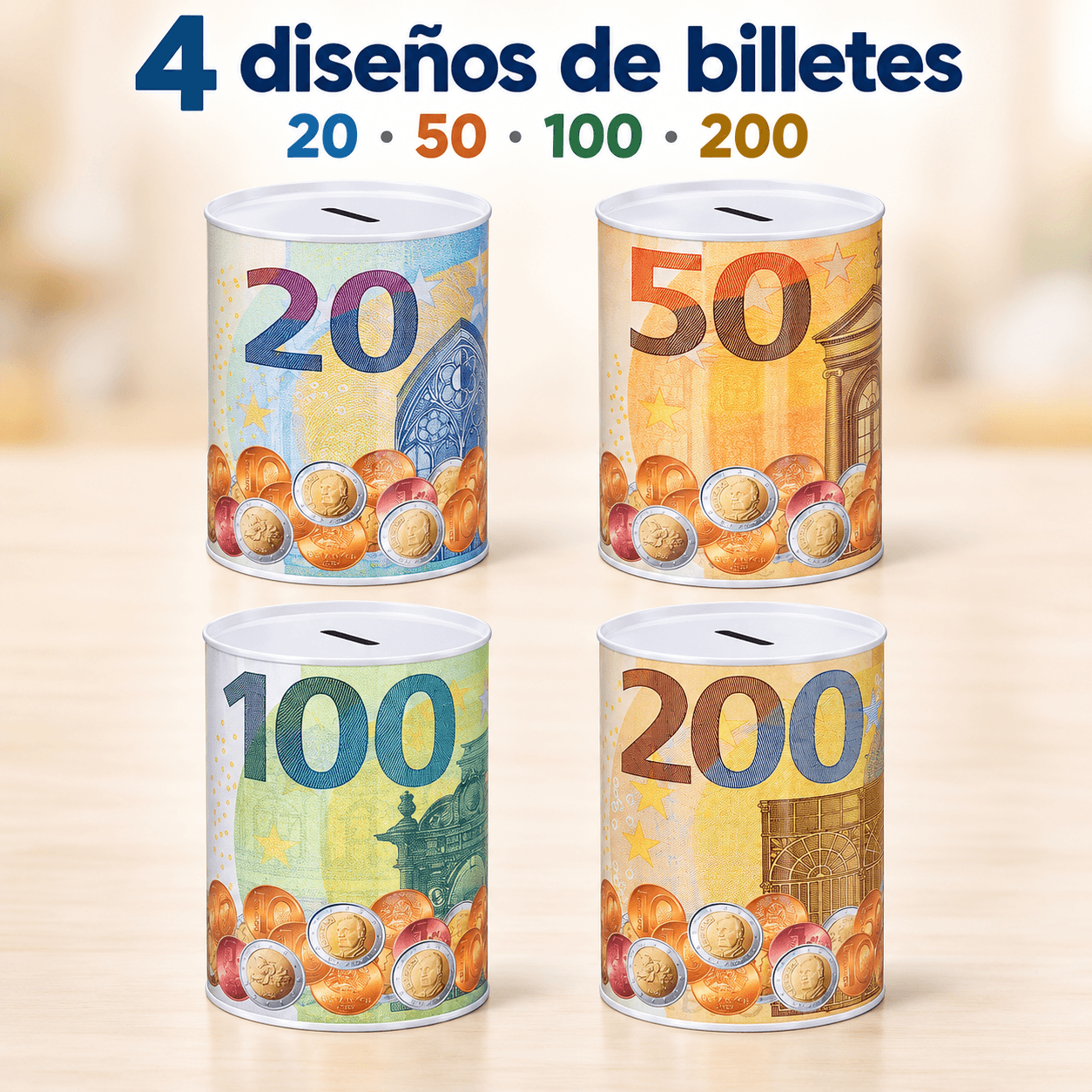Piggy Bank Of Tinplate With A Design Of Billete Large, Ideal For The Ahorro