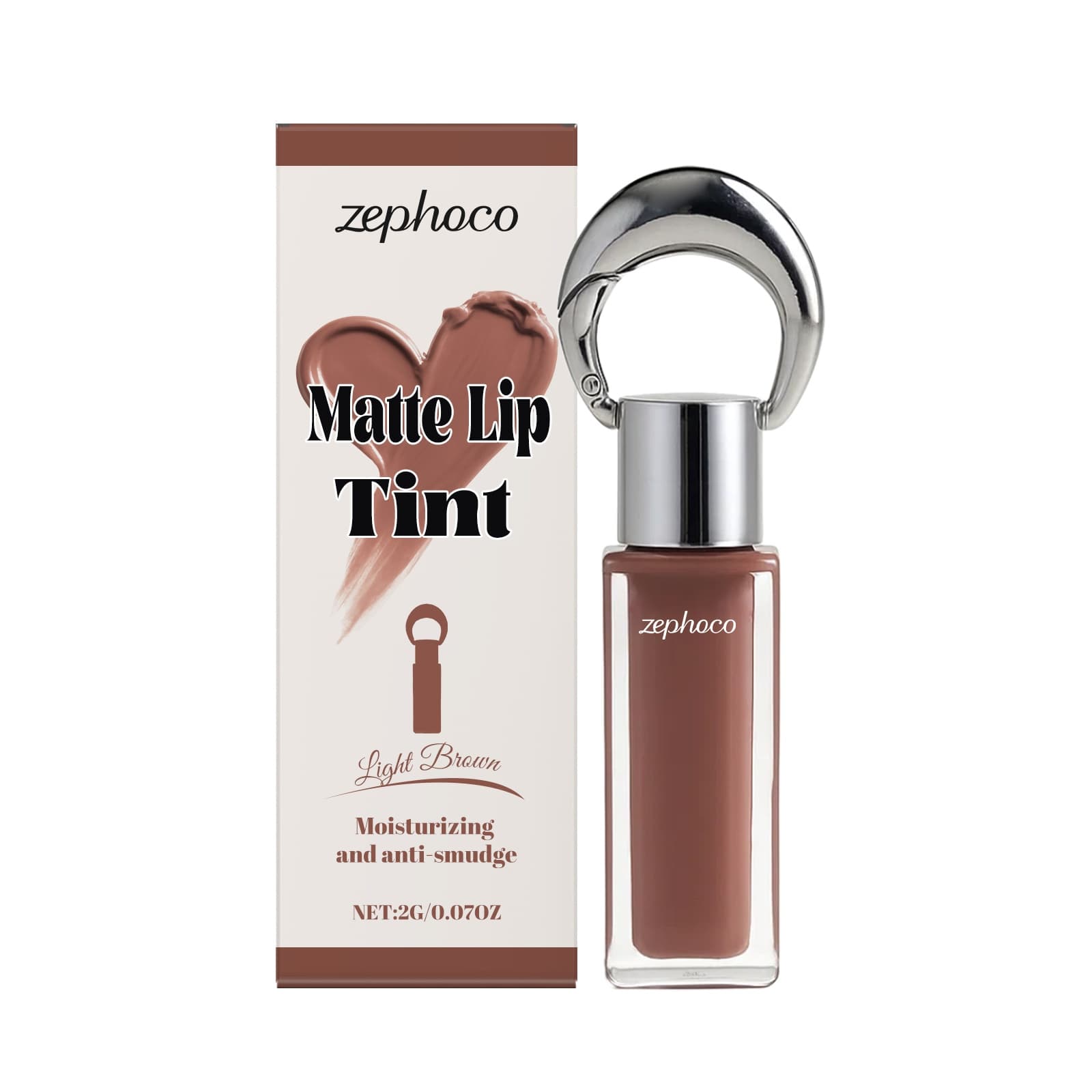 Light Brown Matte Silky Lip Gloss, 2g, Silky Smooth Lip Gloss for All Skin Types