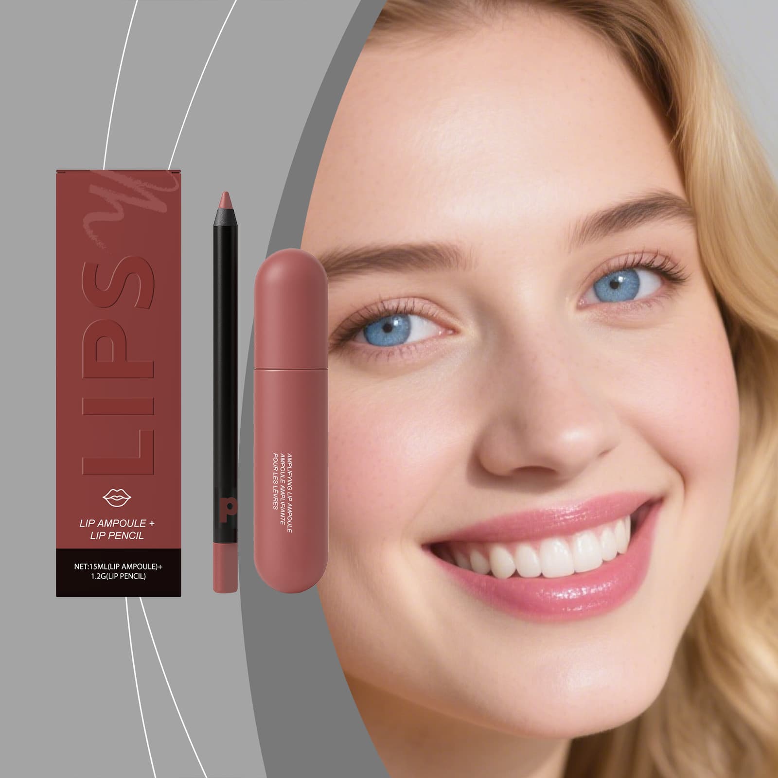 Ampli Lip Ampoule + Contour Lip Pencil, Lip Makeup, Facial Serum for All Skin Types