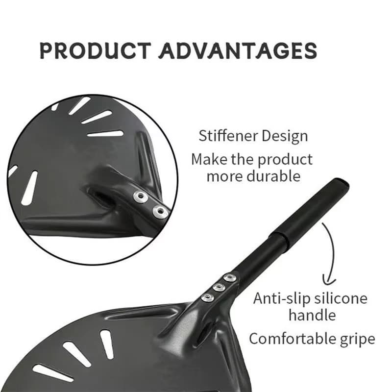 Pizza Turning Peel Perforated Aluminum Spinner Long Handle Non Stick