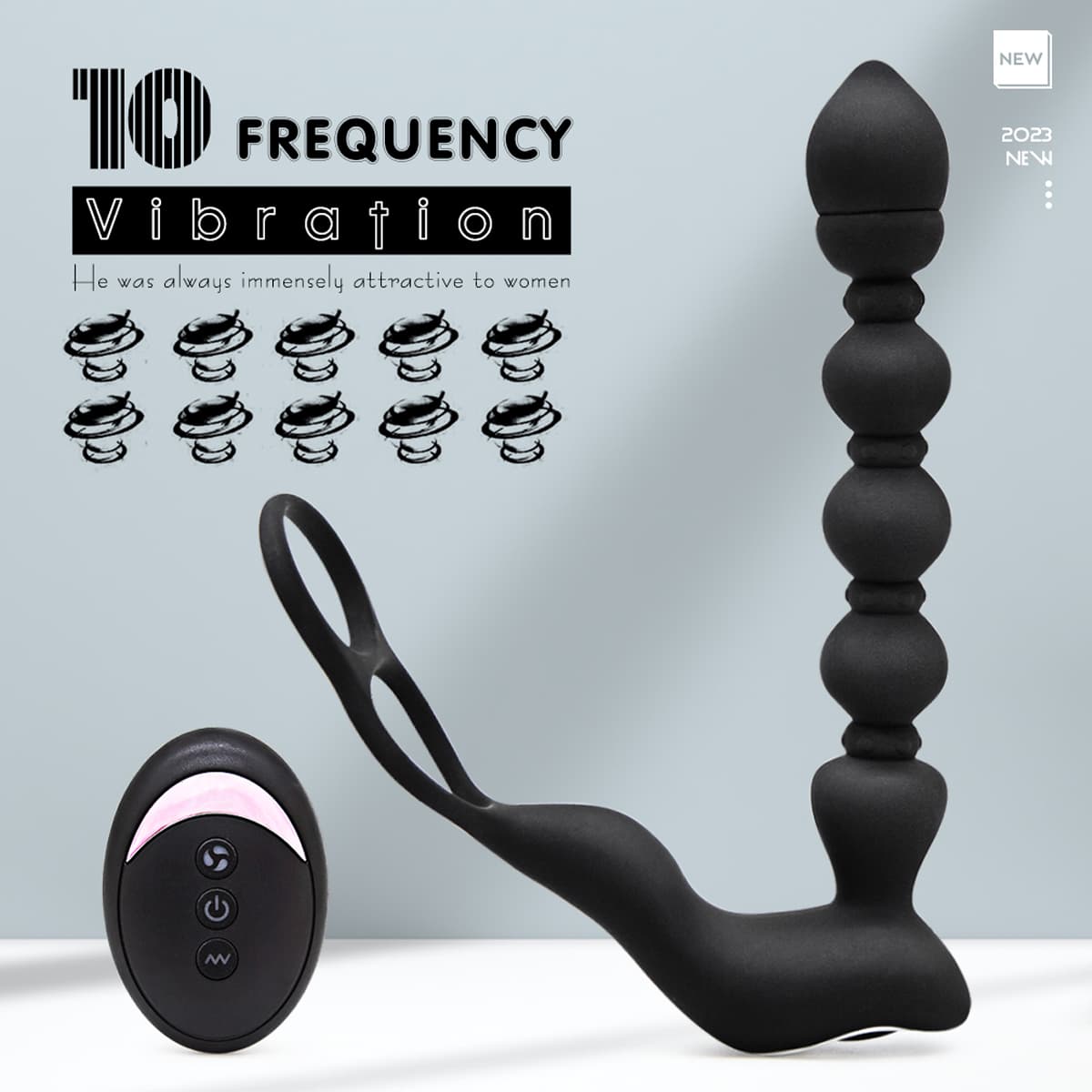 Vibrating Anal Beads Butt Plug With Penis Cock Ring, Anal Vibrator With 10 Vibration Modes Graduated Design Prostate Massager Silicone Anal