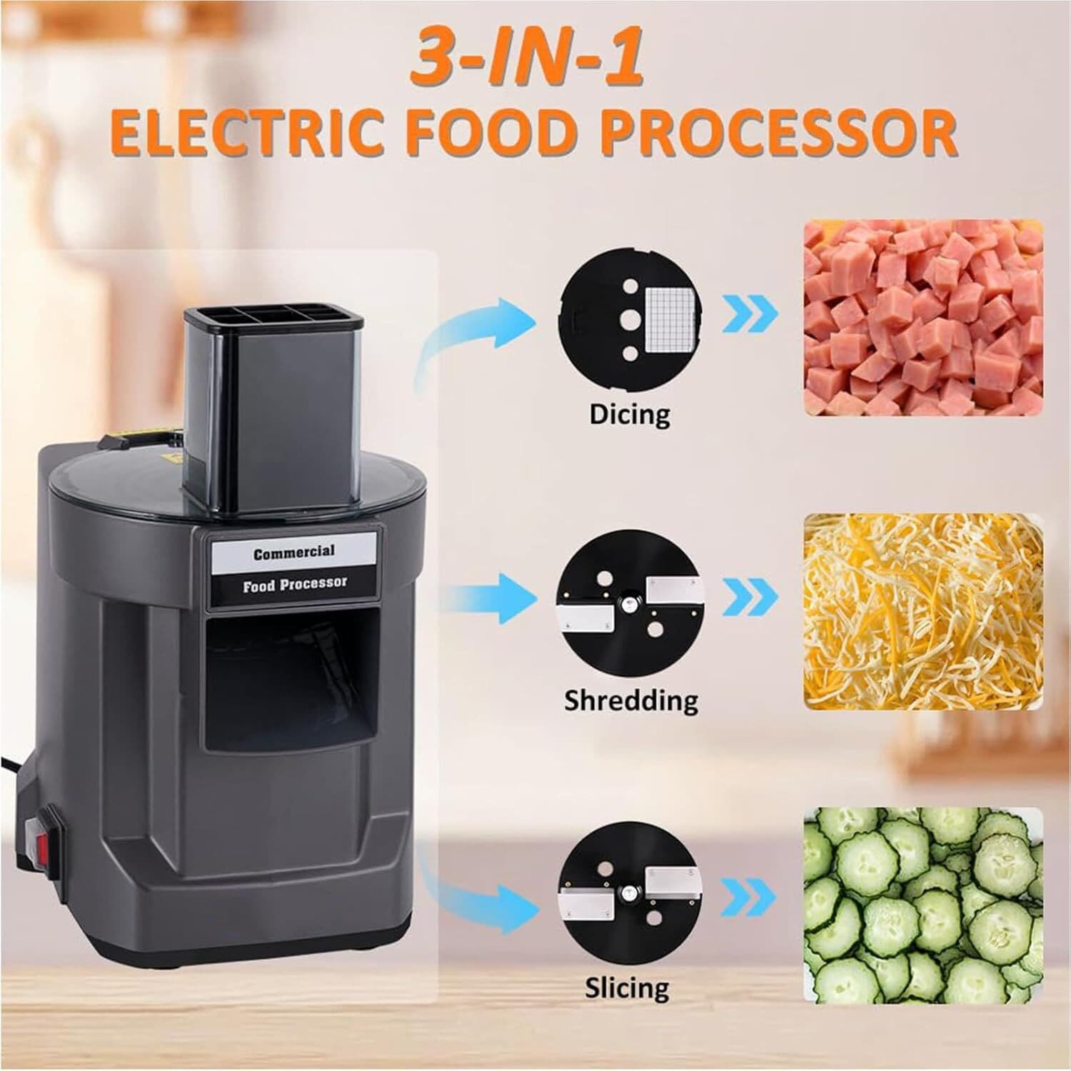 Electric Vegetable Slicer Vegetable Cutter 3 In 1 Commercial Vegetable Chopper