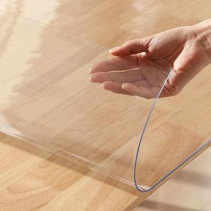 Clear Table Protector Mat -1.5mm Thickness Waterproof Heavy Duty PVC Table Cover For Dining Room Table