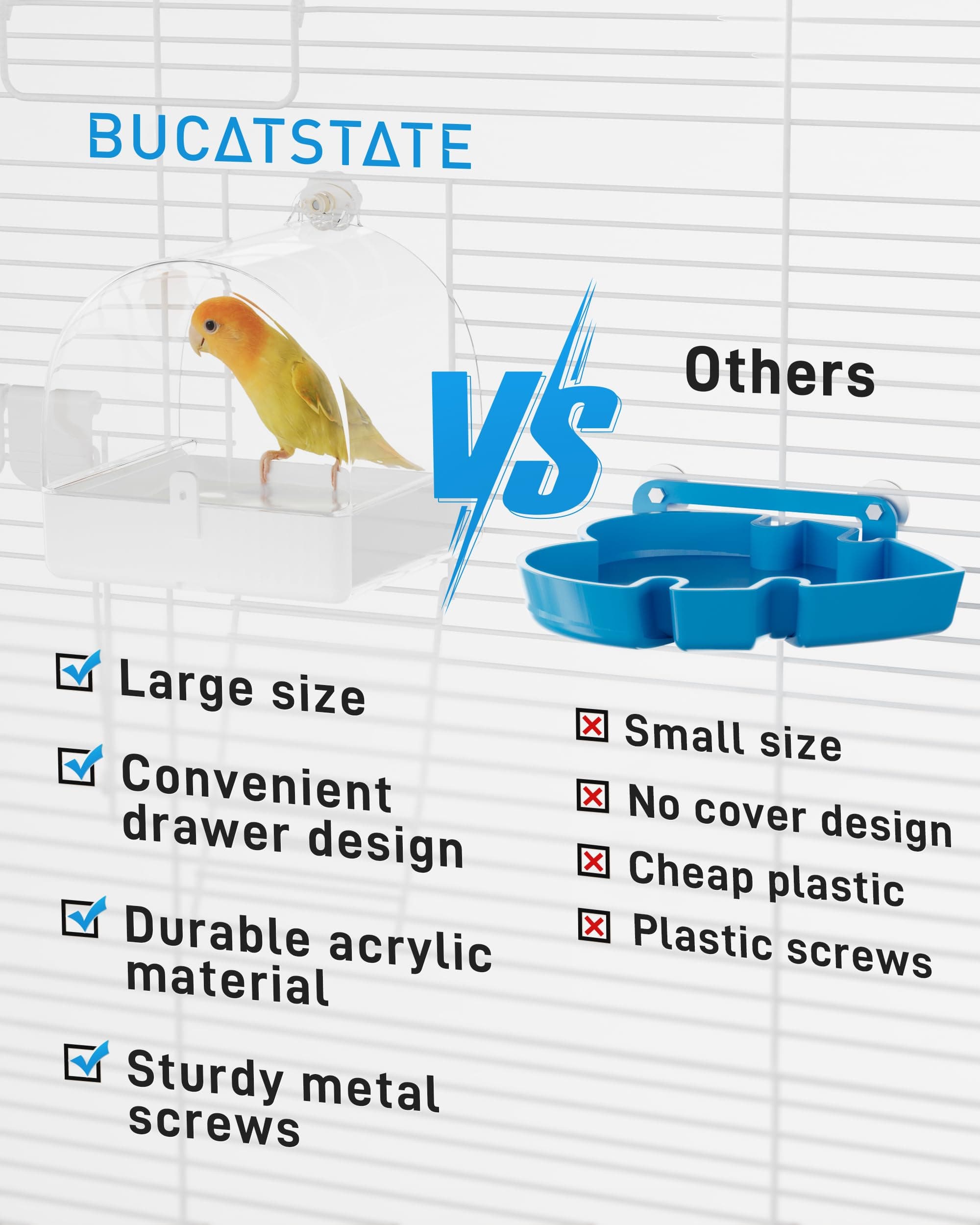 Hanging Bird Bath For Cage, 3 In 1 Multifunction Bird Bath&Bowl&House, Bird Cage Accessories Suitable For Small To Medium Birds, Like Lovebirds, Finches, Parakeets, Mannikin