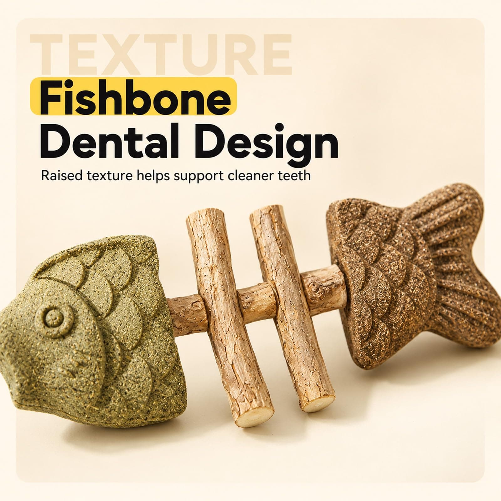 Catnip And Silvervine Chew, Natural Fishbone Chew Toy For Cats, Fishbone-Shaped Cat Dental Toy For Chewing, Licking, Pawing, Boredom Relief & Enrichment For Cats 2 PCS